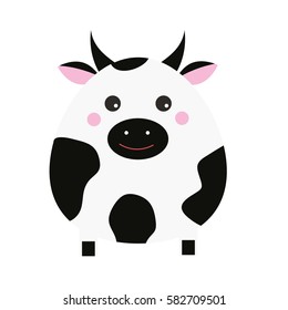 Cute kawaii cow character. Children style, vector illustration. Sticker, design element for kids books
