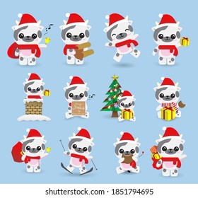 cute kawaii cow theme Christmas and happy new year.