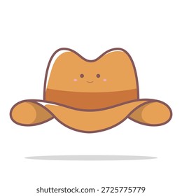 Ilustración occidental del estilo plano coloreado pastel del Vector del sombrero del vaquero de Kawaii lindo, icono dibujado a mano del sombrero del vaquero de la historieta para el traje, accesorio de la moda, diseño de los niños, partido, y tema occidental