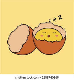 cute kawaii cracked egg vector design illustration line art