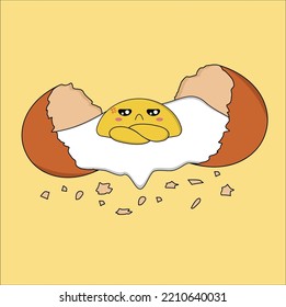 cute kawaii cracked egg vector design illustration line art