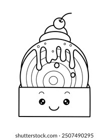 Cute kawaii cromboloni coloring page illustration for kids