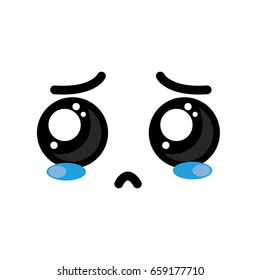 cute kawaii cry face and sad