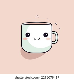 Cute kawaii cup chibi mascot vector cartoon style