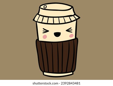 cute kawaii cup coffee vector illustration