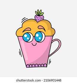 Cute Kawaii Cup Vector Illustration Cartoon Character Icon Design