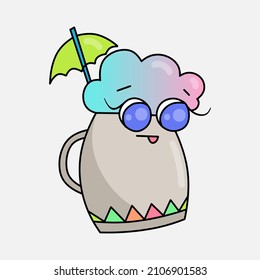 Cute Kawaii Cup Vector Illustration Cartoon Character Icon Design