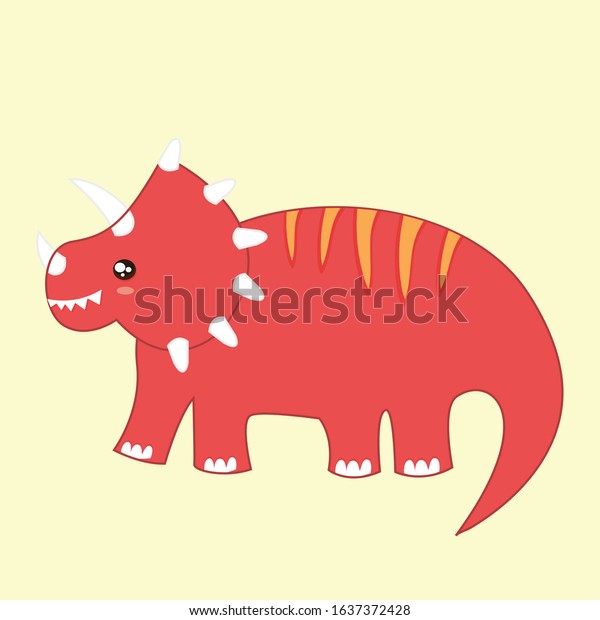 Cute Kawaii Dinosaur Triceratops Stock Vector Royalty Free