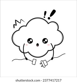 Cute kawaii disconnected cloud, suitable for sticker, t-shirt, mug, etc. vector formats. Eps 10

