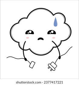 Cute kawaii disconnected cloud, suitable for sticker, t-shirt, mug, etc. vector formats. Eps 10

