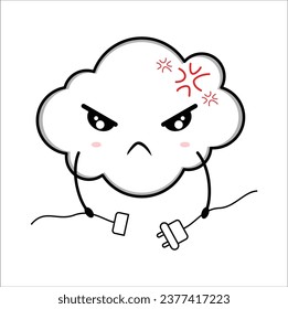 Cute kawaii disconnected cloud, suitable for sticker, t-shirt, mug, etc. vector formats. Eps 10

