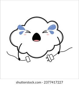 Cute kawaii disconnected cloud, suitable for sticker, t-shirt, mug, etc. vector formats. Eps 10

