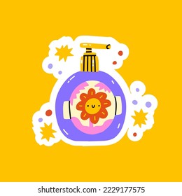 cute and kawaii disinfection or and sanitizer bottle, washing gel. Vector illustration suitable for hygiene, disinfect, medical, clean life, anti virus, bacteria, health care, disease spread, germs