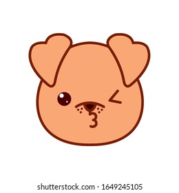 Cute kawaii dog cartoon line and fill style icon design, Animal zoo life nature character childhood and adorable theme Vector illustration