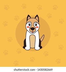 Cute kawaii dog for icon or logo. Happy dog with tongue sticking out. Simple vector illustration  can be used for sticker, patch, phone case, poster, t-shirt, mug and other design