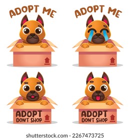 Cute Kawaii dog puppy german shepherd adoption Mascot Cartoon Design Illustration Character vector art isolated on white background.