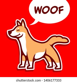 Cute kawaii dog of shiba inu making woof sound - Vector