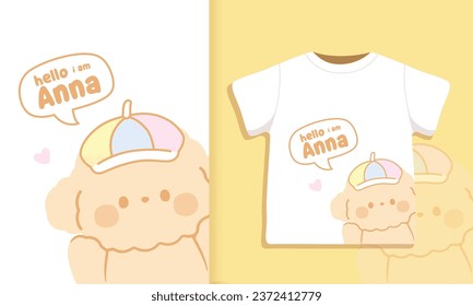 Cute kawaii dog t shirt designs illustration