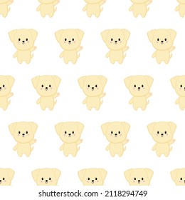 Cute kawaii dog. Vector illustration. Seamless pattern.	