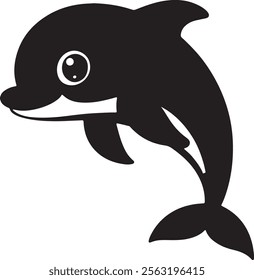 A cute kawaii Dolphin silhouette vector and illustration design