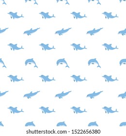 Cute kawaii dolphins seamless pattern graphic design