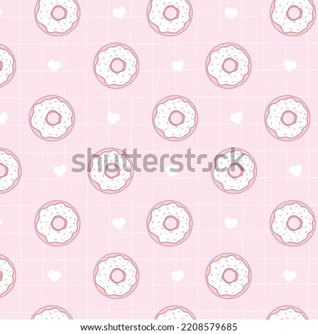 Cute kawaii donut pink pattern doodle seamless pattern nursery baby kids wallpaper pattern