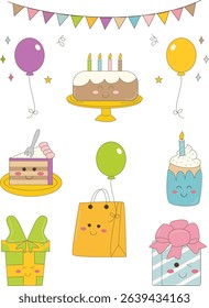 Cute Kawaii Doodle Birthday Party Decorations Collection