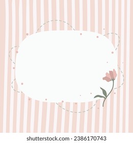 Cute Kawaii Doodle Floral Frame with pink background