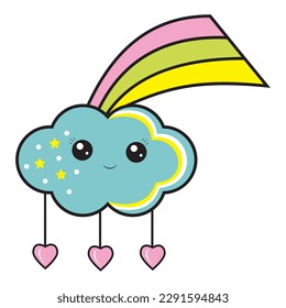 Cute kawaii doodle rainbow