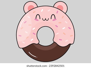 cute kawaii doughnut vector illustration