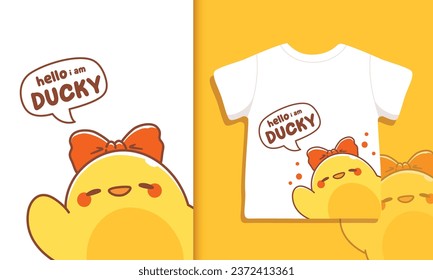 Cute kawaii duck t shirt designs illustration