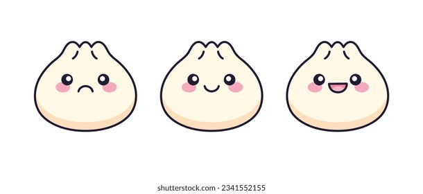 Cute Kawaii Dumpling Dim Sum Clipart