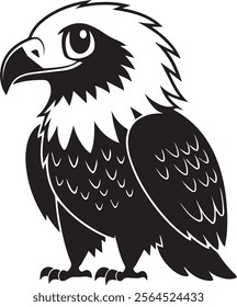 A cute kawaii eagle silhouette vector and illustration design