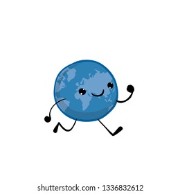 Cute kawaii earth globe. World health day.