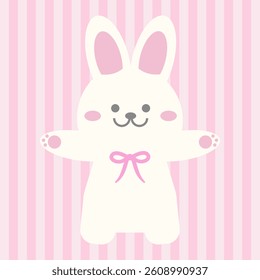 Cute Kawaii Easter Bunny with Pink Bow – Adorable Pastel Spring Illustration