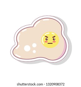 Cute kawaii egg breakfest Vector Illustration Cartoon Smile print for greeting card. post card. flyer. print, banner, sticker, poster, postcard, patches, badges