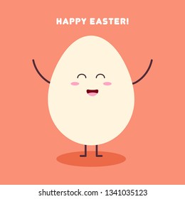 Cute kawaii egg. Happy easter.Vector  flat cartoon character