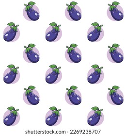 Cute kawaii Eggplant patrón sin fisuras en estilo doodle. Caricatura dibujada a mano por vectores Ilustración de berenjenas. Esbozo dibujado a mano de Eggplant. Patrón para ropa infantil.