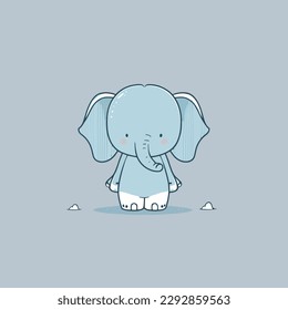 Cute kawaii elephant chibi  mascot vector cartoon style