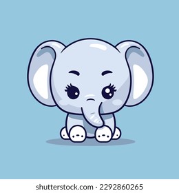 Cute kawaii elephant chibi  mascot vector cartoon style