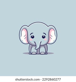 Cute kawaii elephant chibi  mascot vector cartoon style