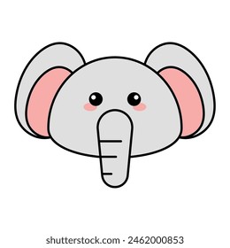 Cute kawaii elephant emoji icon Vector illustration
