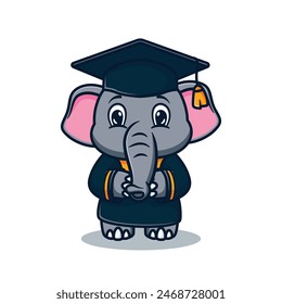 cute and kawaii elephant graduation cartoon illustration design