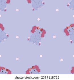 Cute kawaii elephant seamless pattern. Children pattern design