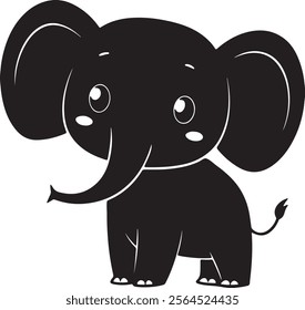 A cute kawaii elephant silhouette vector and illustration design.