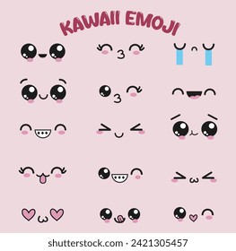 Cute Kawaii Emoji Vector Illustration. Good for Doodles and Other Graphic Assets