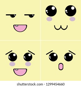cute kawaii emoticon face