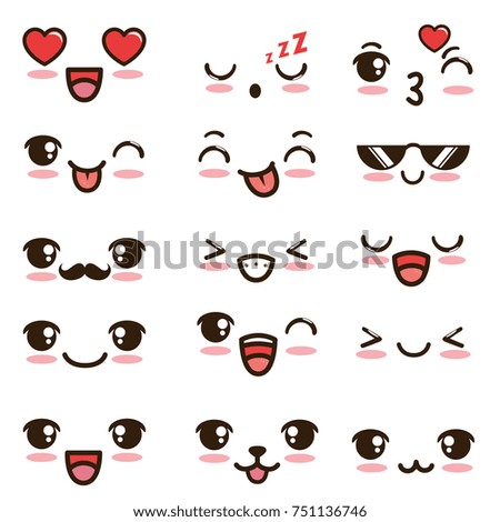 cute kawaii emoticon face 