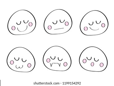 Cute Kawaii Emoticon Face  Vector eps.10