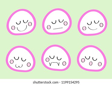 Cute Kawaii Emoticon Face  Vector eps.10